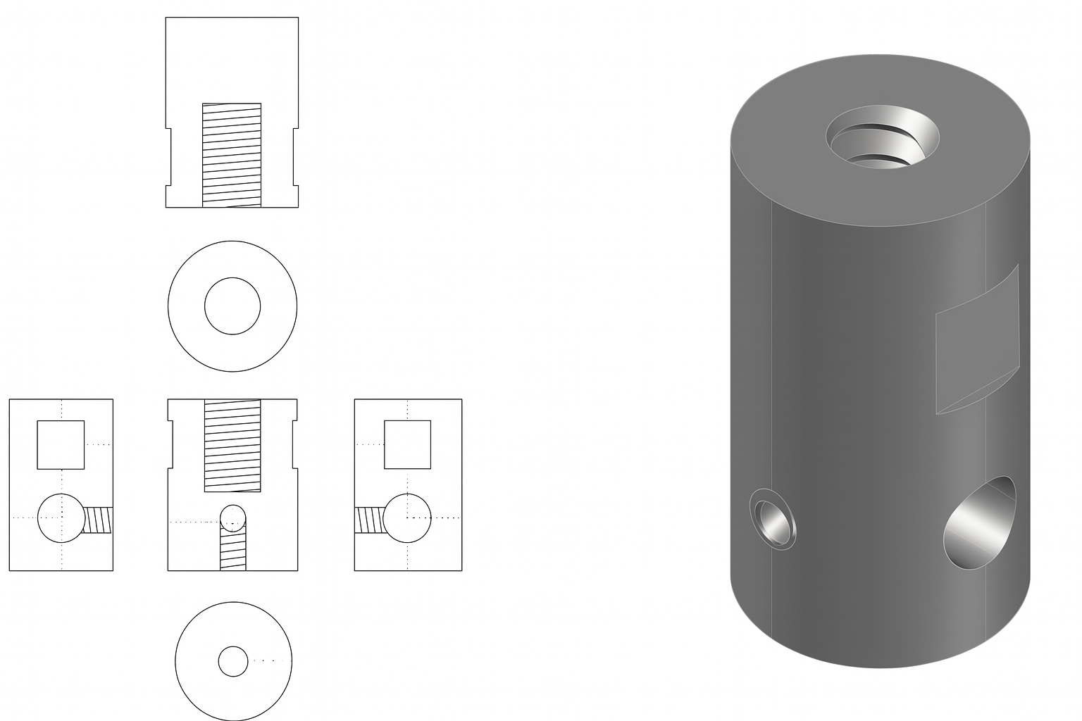 Pieza mecánica cilíndrica